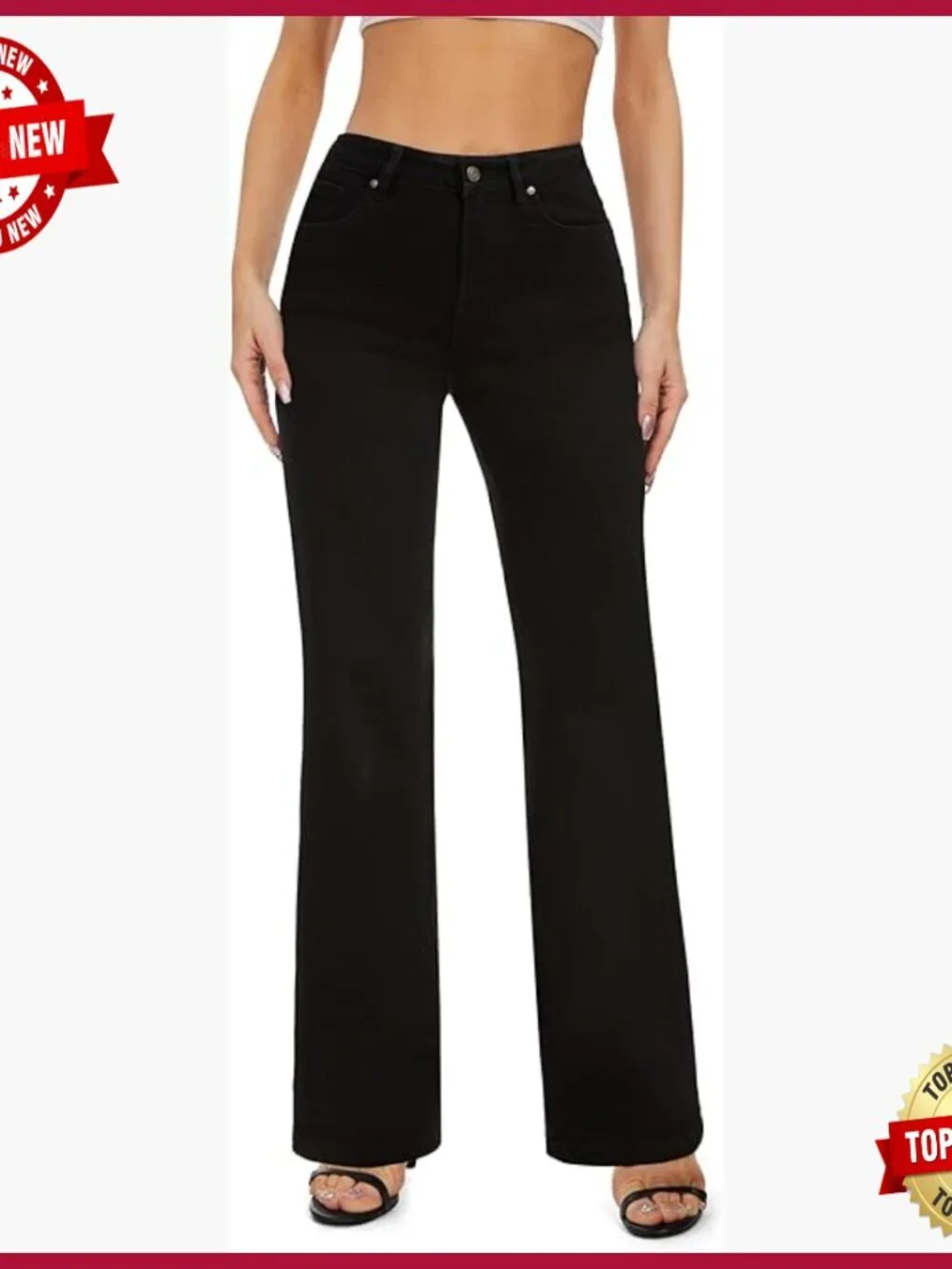 High Waisted Wide Leg Stretch Denim Jeans, Baggy Fit, Premium Fabric